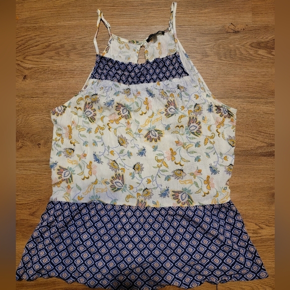 Womens Large Spaghetti Strap Flowery Blouse - Picture 1 of 7